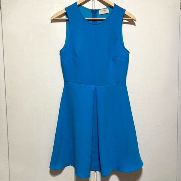ModCloth Fit and Flare Pleat Front Sleeveless Dress in Turquoise Blue Size Small - Picture 2 of 8